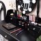 Black LED Vanity Table with 360 Degree Rotating Mirror Adjustable Brightness Large Storage Drawers and Stool